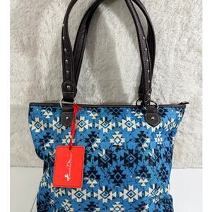Montana West Concealed Carry Tote Blue Aztec Shoulder Bag Boho Western NWT